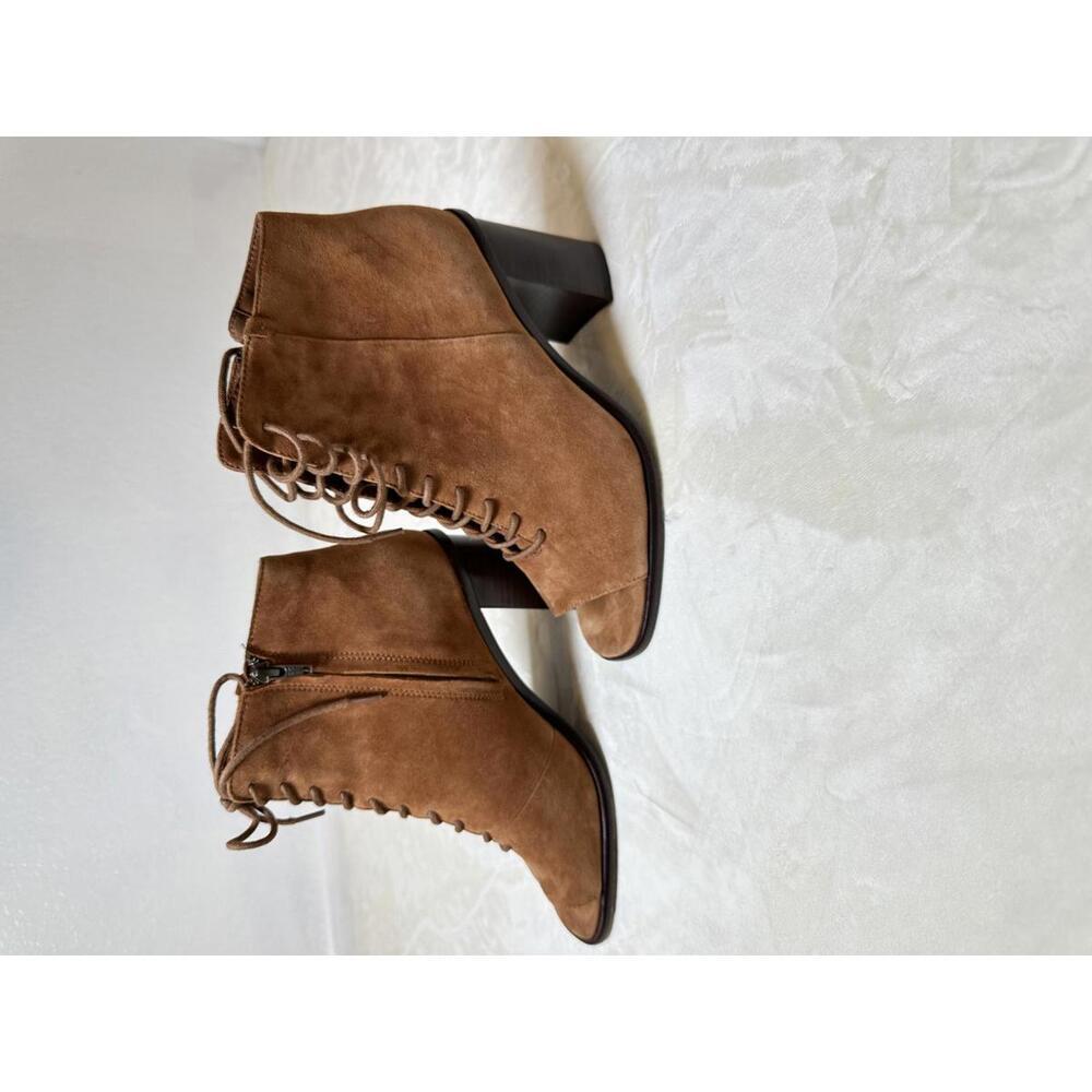 Frye Size 9 M Amy Suede Lace Up Peep Toe Booties - Picture 4 of 7